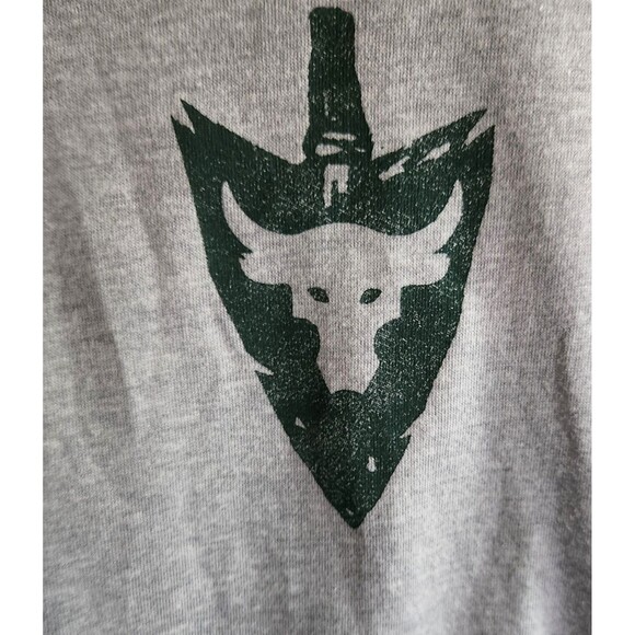 Under Armour Project Rock Tshirt Long Sleeve Gray w/ Green Snake Spellout Mens S - Picture 3 of 7